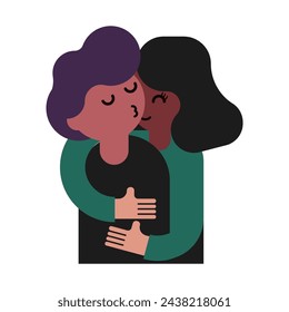 Kissing people character illustration. Kissing couple character background