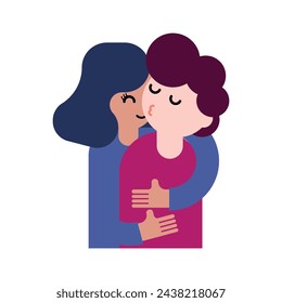 Kissing people character illustration. Kissing couple character background