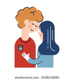 Kissing people character illustration. Kissing couple character background