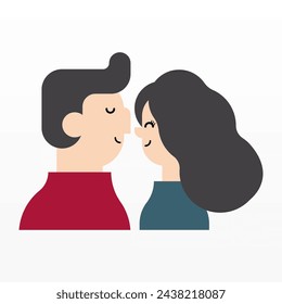 Kissing people character illustration. Kissing couple character background