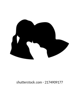 kissing romantic couple silhouette illustration design creative