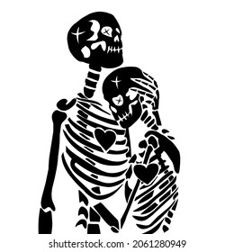 Kissing skull skeleton in love Vector illustration skeletons couple skeletons in love tattoo designs The Kiss Death