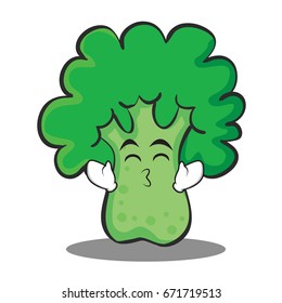 Kissing smile eyes broccoli chracter cartoon style
