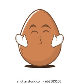 Kissing smile eyes egg cartoon character vector illustration