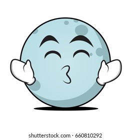 Kissing smile eyes moon character vector illustration