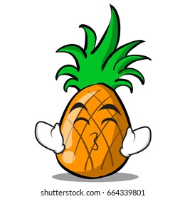 Kissing smile eyes pineapple cartoon character collection illustration
