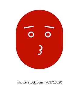 Kissing smile with open eyes glyph color icon. Romantic mood. Silhouette symbol on white background. Negative space. Vector illustration