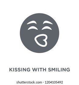 Kissing With Smiling Eyes emoji icon. Kissing With Smiling Eyes emoji design concept from Emoji collection. Simple element vector illustration on white background.