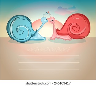 Kissing snails card