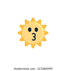 Kissing Sun Face emoji flat icon, vector sign, colorful pictogram isolated on white. Symbol, logo illustration. Flat style design