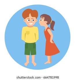 kissing toddlers vector cartoon