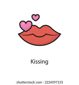 Ilustración de diseño de iconos de esquema rellenados por el vector de beso. Símbolo de amor en el archivo EPS 10 de fondo blanco