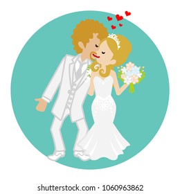 Kissing Wedding Couple -Blond hair