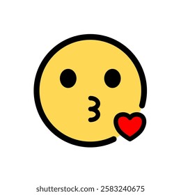 kissy face, kiss, love - emoji, vector icon