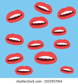 kissy lips on blue