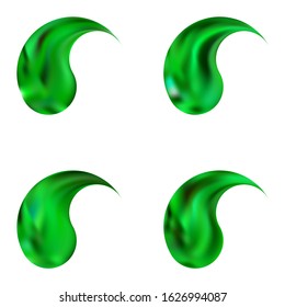 Kit of abstract backgrounds with yin or yang. Trendy soft color art. Cool original east style. Green smooth elegant colored, and easy editable modern gradient templates.