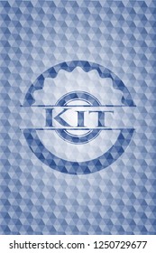 Kit blue emblem with geometric background.