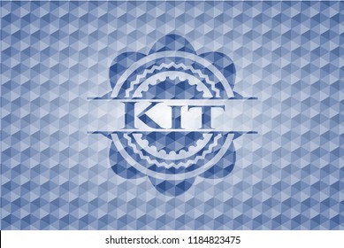 Kit blue emblem with geometric pattern background.