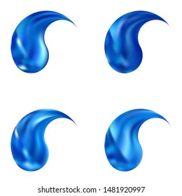 Kit of blurred backgrounds with yin or yang. Flat original east style. Trendy soft color concept. Blue modern abstract covers for your graphic design or creative projects.