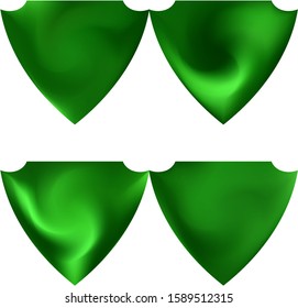 Kit of chromatic backgrounds in the form of a shield. Trendy soft color effect. Creative style of 80th. Green effective modern screen design for brochure, calendar, cards or invitation.