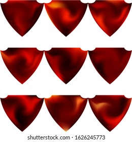 Kit of chromatic backgrounds in the form of a shield. Trendy soft color form. Futuristic style of 80th. Red effective modern screen design for brochure, calendar, cards or invitation.