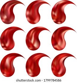 Kit of colored backgrounds with yin or yang. Trendy soft color art. Harmonious original east style. Red eco fluid templates for your poster, presentation, invitation, brochure or cards.