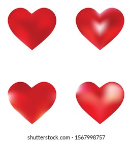 Kit of colorful backgrounds hearts. Soft color concept. Minimal fashion style of 90th, 80th. Red elegant and effective, smooth blurred modern gradient covers.