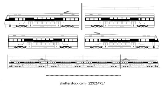 Kit contains: 1st and 2nd class motor unit, 2nd class coach car, , railroad track, overhead catenary and plan to build.