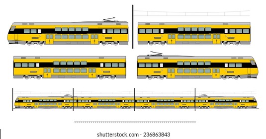Kit contains: 1st and 2nd class motor unit, 2nd class coach car, , railroad track, overhead catenary and plan to build.