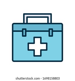 Kit con diseño de icono de línea cruzada y estilo de relleno de atención médica clínica de emergencia de hospital de salud y tema del paciente Ilustración vectorial
