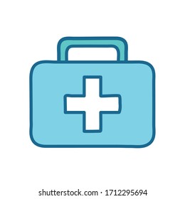 Kit with cross line and fill style icon design of Medical care health emergency aid exam clinic and patient theme Vector illustration