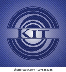Kit emblem with jean high quality background. Vector Illustration. Detailed.