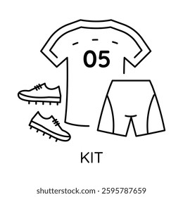 Kit – Essential Football Gear Representing Team Identity Icon with Editable Stroke