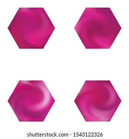 Kit of exagonal abstract backgrounds. Trendy soft color art. Surreal style of 90th, 80th. Pink smooth elegant colored, and easy editable modern gradient templates.