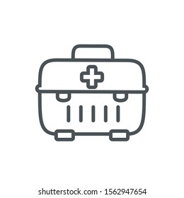 kit first aid medical protection safety line vector illustration
