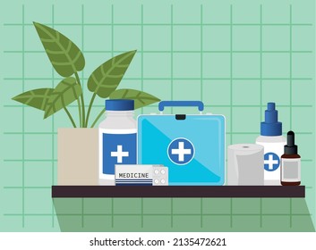kit first aid on shelf design