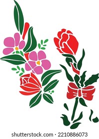 Vector de color de las flores del kit, impresión, ilustración