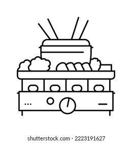 kit fondue line icon vector. kit fondue sign. isolated contour symbol black illustration