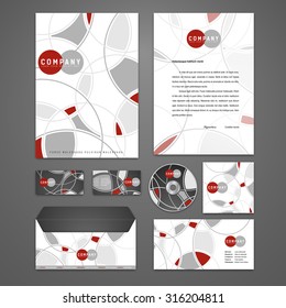 Kit of geometric identity solutions for corporate or business which includes CD cover, business card, letter head designs. All in EPS10