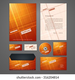 Kit of geometric identity solutions for corporate or business which includes CD cover, business card, letter head designs. All in EPS10