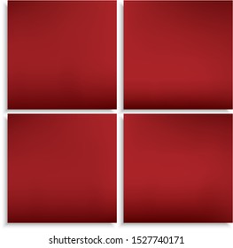 Kit of gradient trendy mesh backgrounds. Minimal backdrops with soft shadow. Vector illustration themes. Red eco templates for your poster, banner or graphic design.
