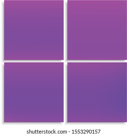 Kit of gradient trendy mesh backgrounds. Vector illustration flyers. Graphic backdrop with soft shadow. Violet eco templates for your poster, banner or graphic design.