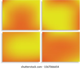 Kit of gradient trendy mesh backgrounds. Minimal backdrop with soft shadow. Vector illustration art. Yellow eco templates for your poster, banner or graphic design.