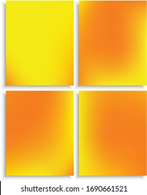 Kit of gradient trendy mesh backgrounds. Vector illustration themes. Flat backdrop with soft shadow. Yellow eco templates for your poster, banner or graphic design.