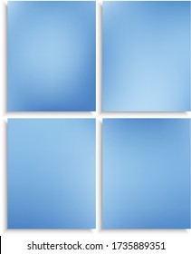 Kit of gradient trendy mesh backgrounds. Vector illustration concept. Flat backdrops with soft shadow. Blue eco templates for your poster, banner or graphic design.