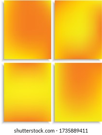Kit of gradient trendy mesh backgrounds. Magic backdrop with soft shadow. Vector illustration layout. Yellow eco templates for your poster, banner or graphic design.