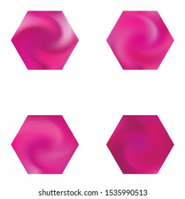 Kit of hexagonal blurred backgrounds. Trendy soft color element. Futuristic style of 90th, 80th. Pink modern abstract covers for your graphic design or creative projects.