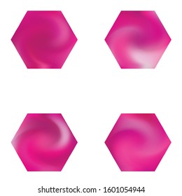 Kit of hexagonal blurred backgrounds. Trendy soft color hexagon. Futuristic style of 90th, 80th. Pink modern abstract covers for your graphic design or creative projects.