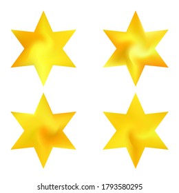 Kit of hexagram abstract backgrounds. Sign sacred religious symbols. Good soft color star. Yellow smooth elegant colored, and easy editable modern gradient templates.
