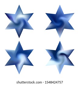 Kit of hexagram blurred backgrounds. Decorative sacred religious symbols. Good soft color pastel. Blue modern abstract covers for your graphic design or creative projects.
